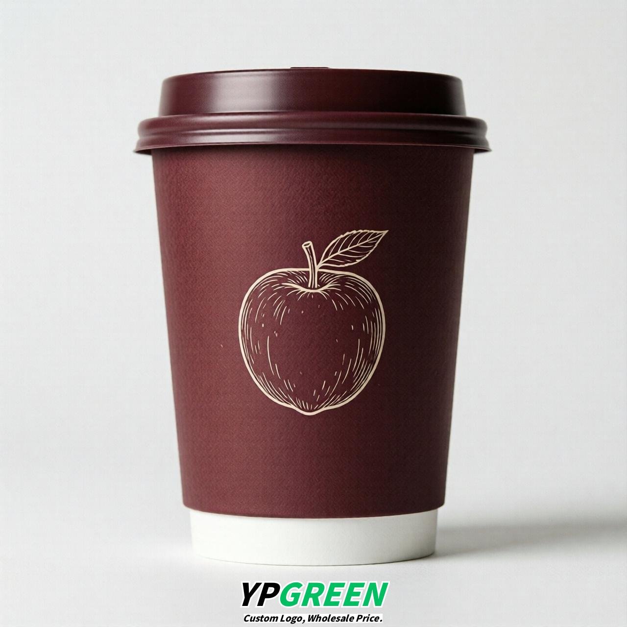 Burgundy Fruits Paper Cups with Lids 8-24oz