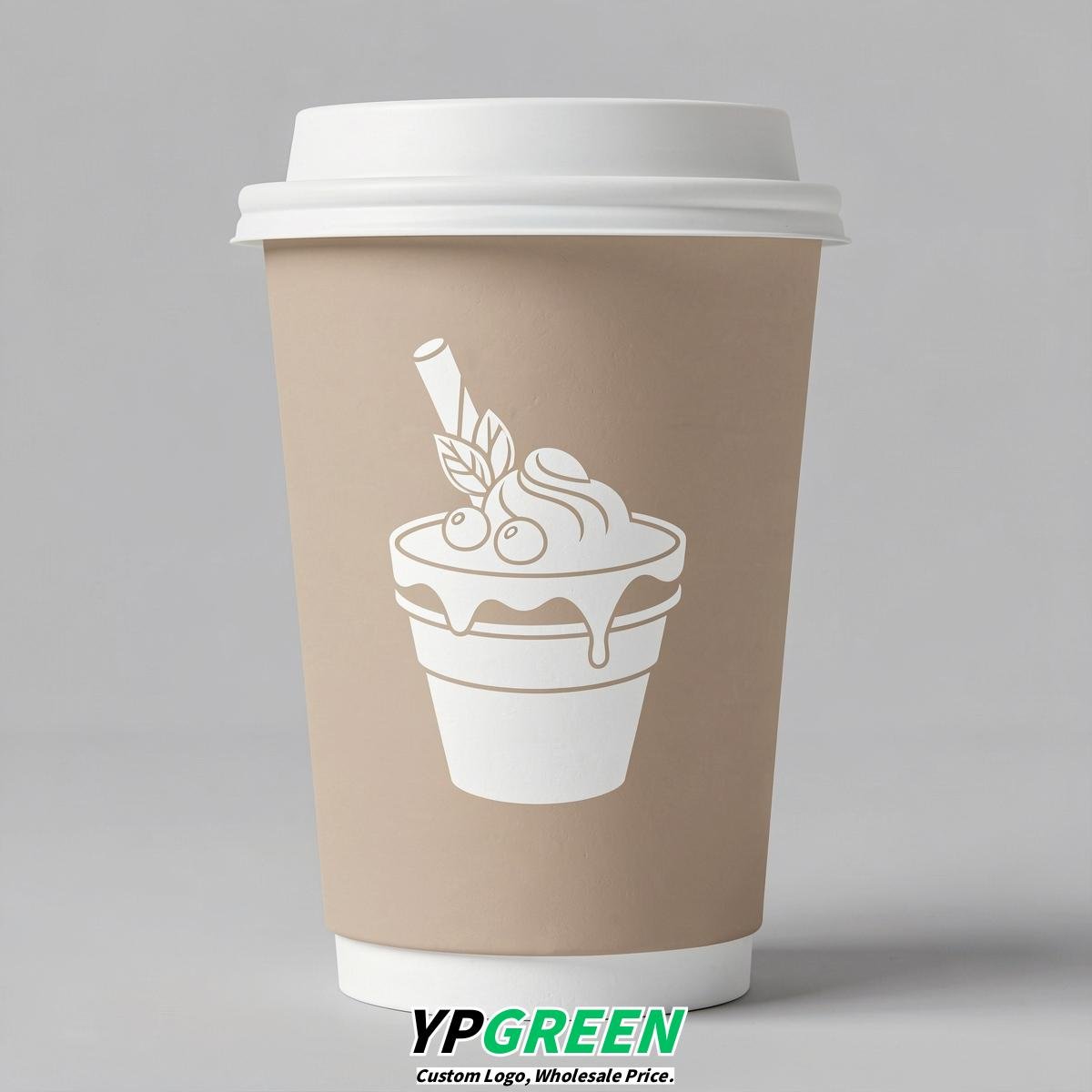 Champagne Paper Cups with Desserts Design 8-24oz