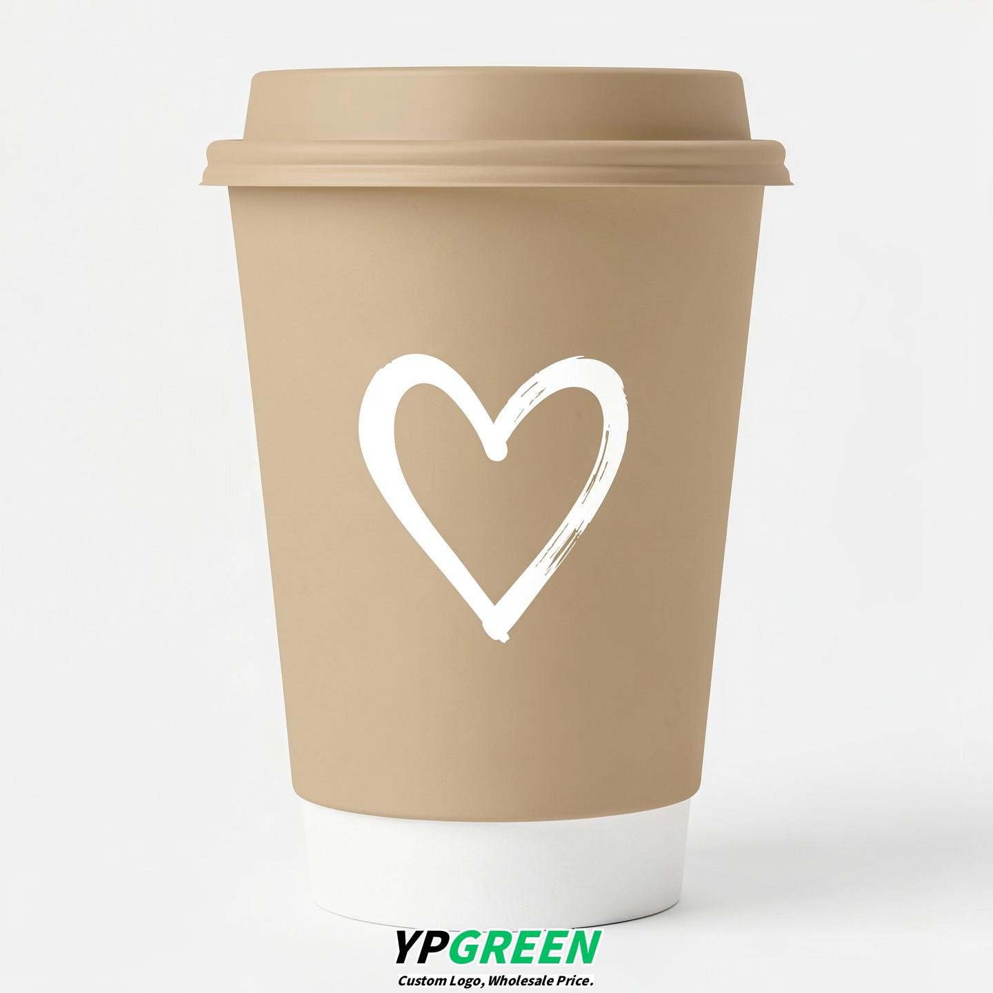 Champagne Heart Paper Cups with Lids 8-24oz