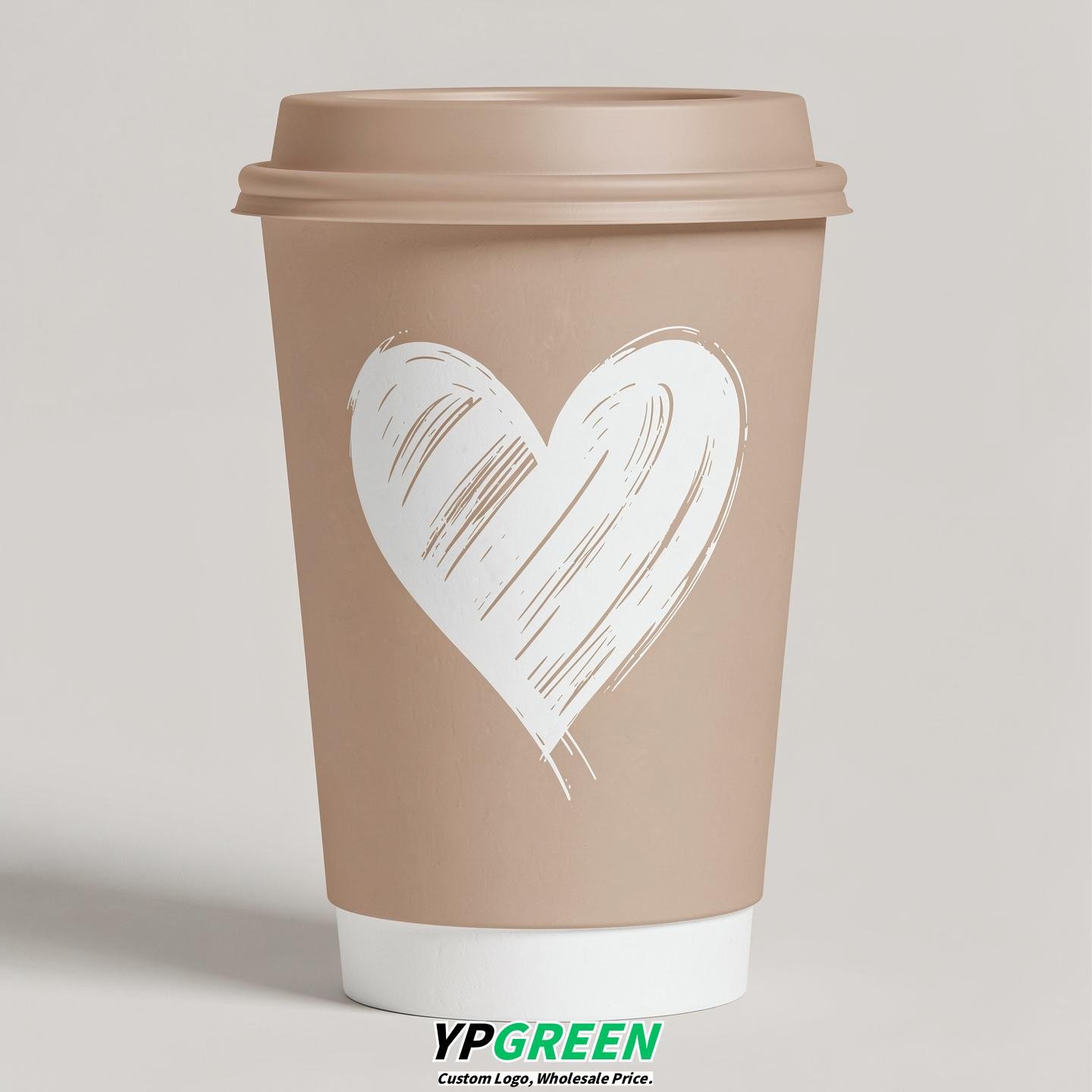 Champagne Heart Paper Cups with Lids 8-24oz