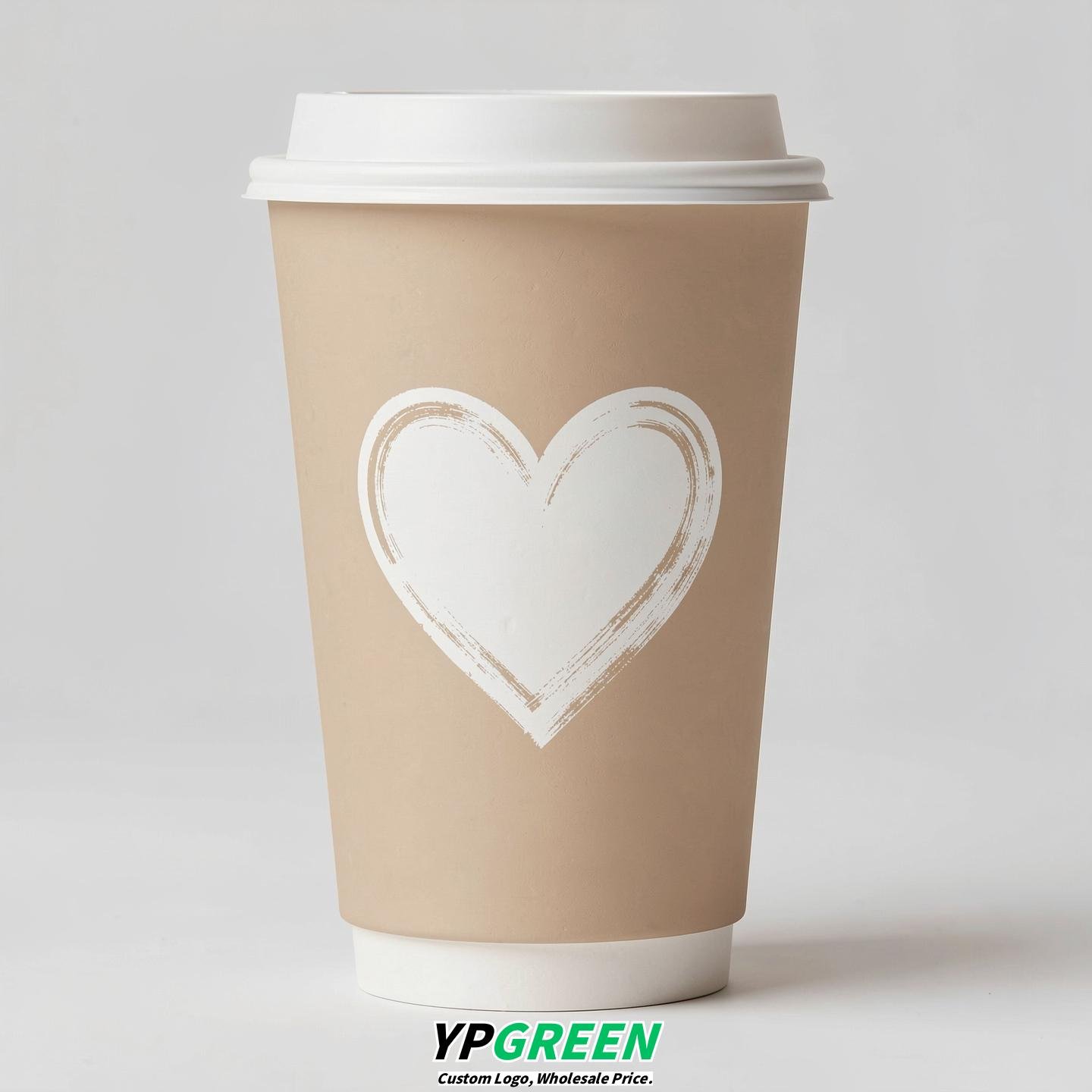 Champagne Heart Paper Cups with Lids 8-24oz