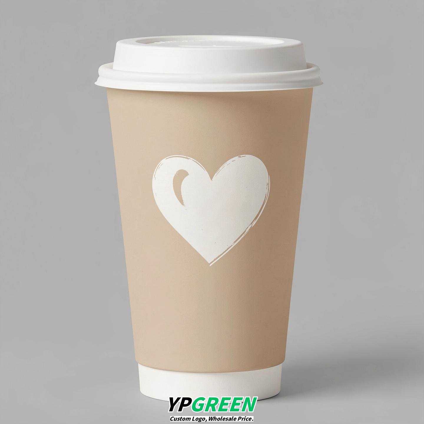 Champagne Heart Paper Cups with Lids 8-24oz
