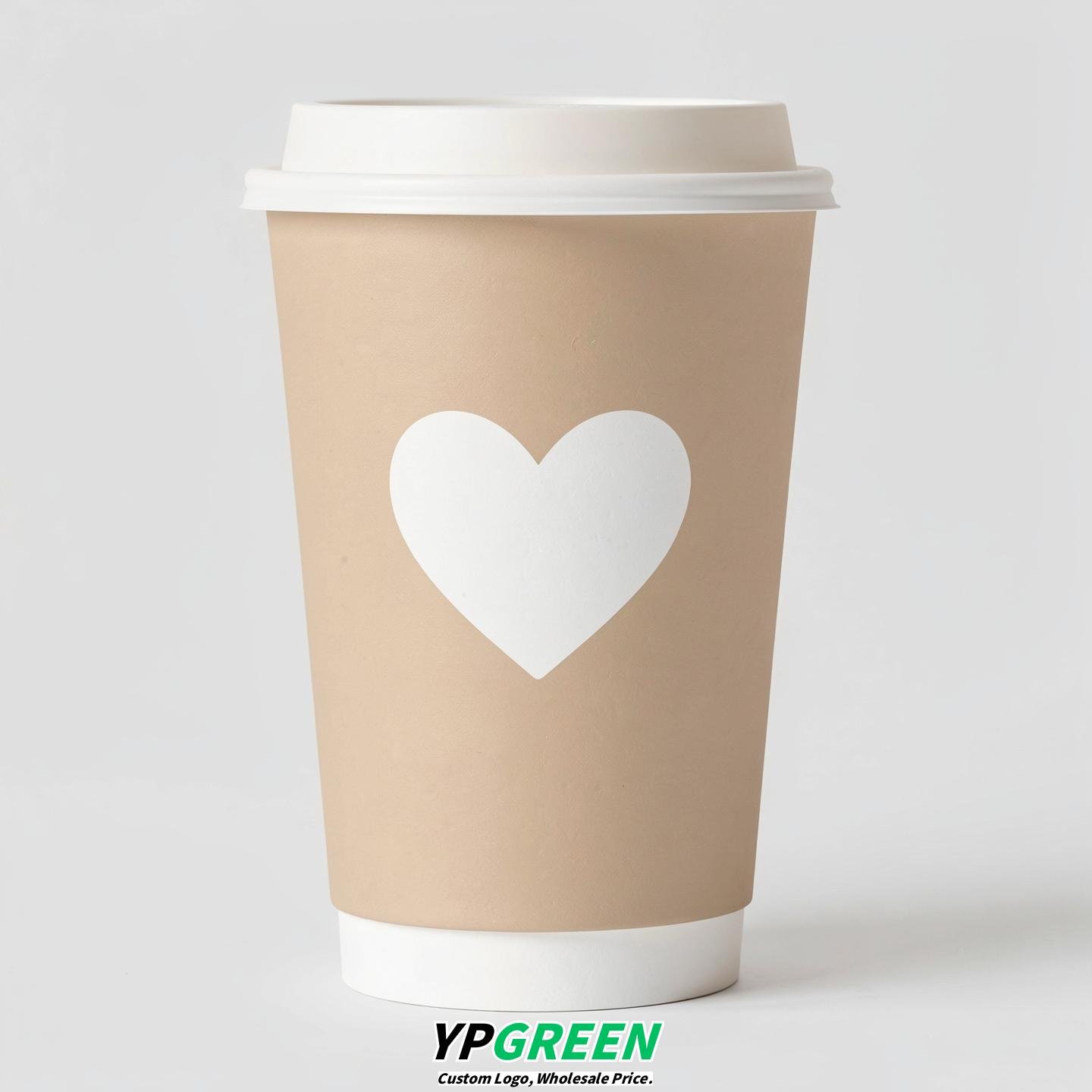 Champagne Heart Paper Cups with Lids 8-24oz Champagne Heart Paper Cups with Lids 8-24oz