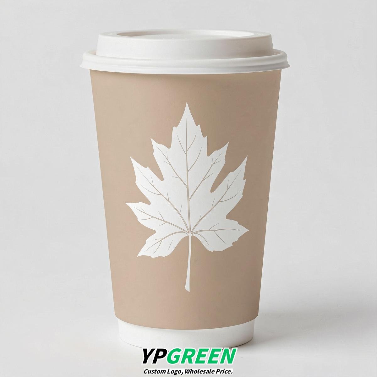 Champagne Leaves Paper Cups with Lids 8-24oz