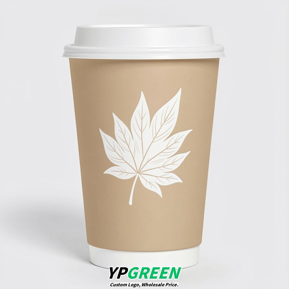 Champagne Leaves Paper Cups with Lids 8-24oz