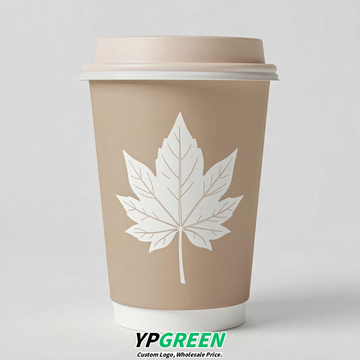 Champagne Leaves Paper Cups with Lids 8-24oz