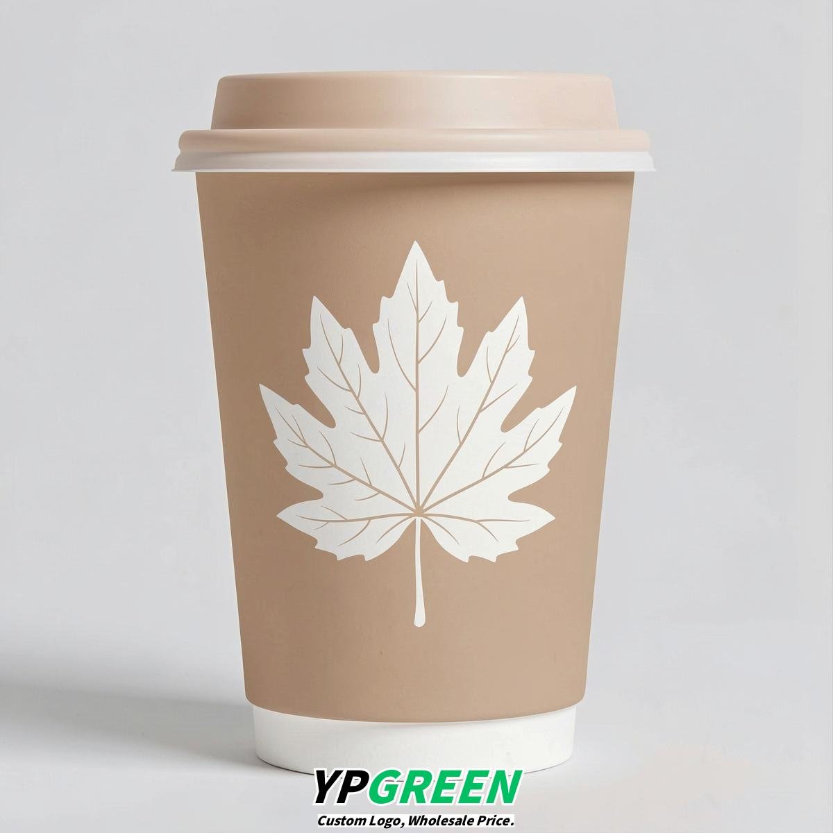 Champagne Leaves Paper Cups with Lids 8-24oz