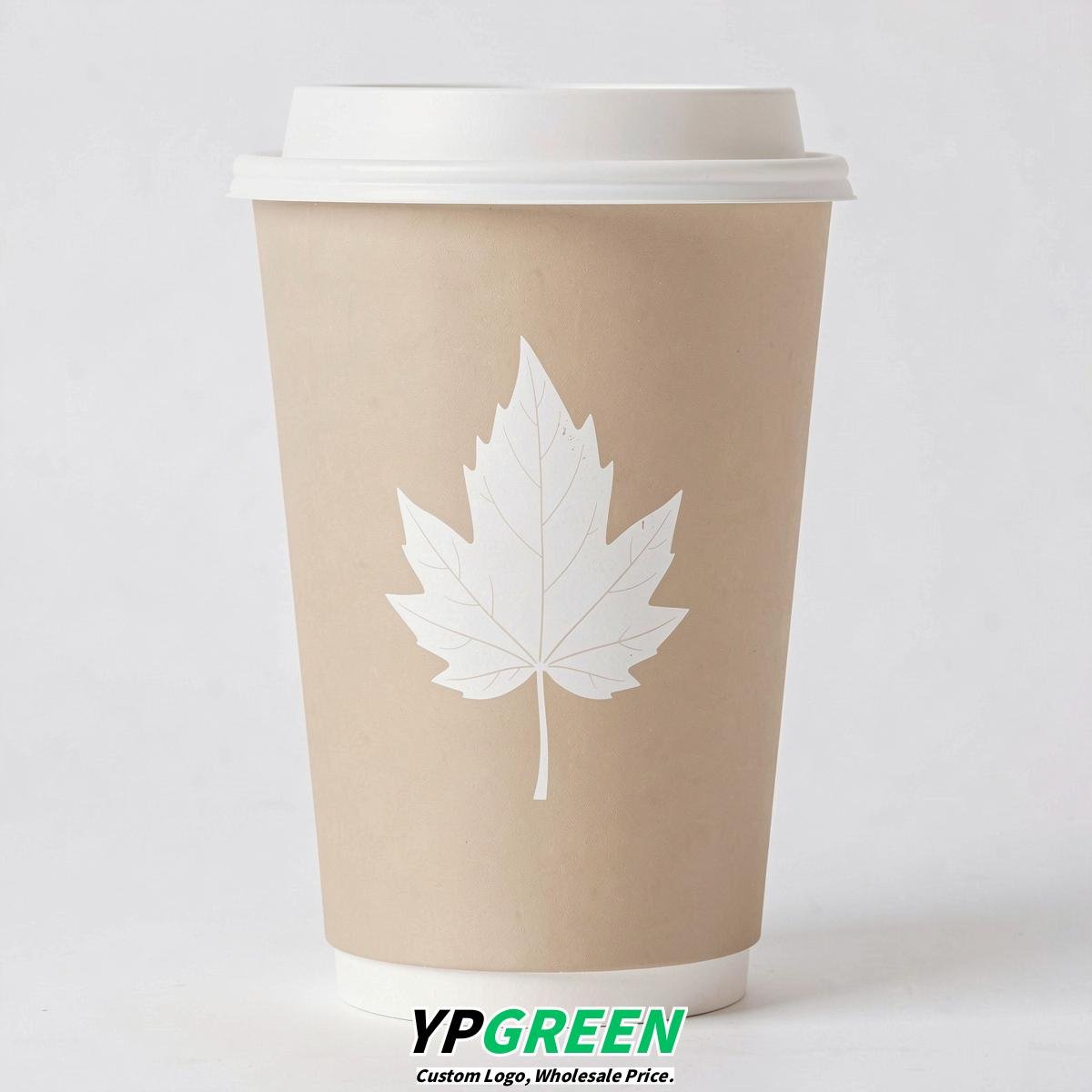 Champagne Leaves Paper Cups with Lids 8-24oz