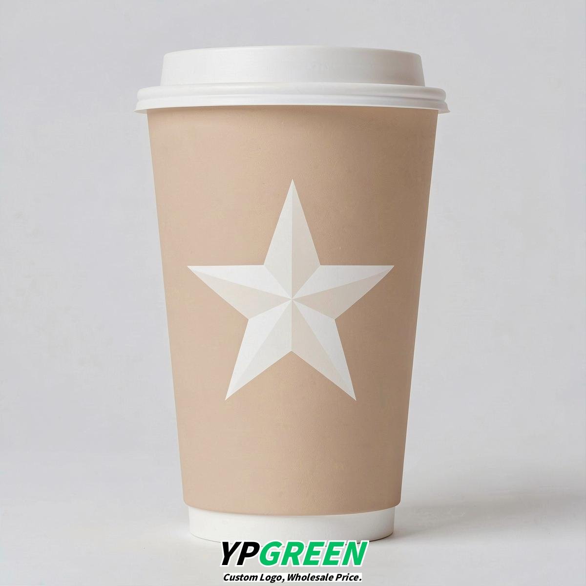 Champagne Stars Paper Cups with Lids 8-24oz