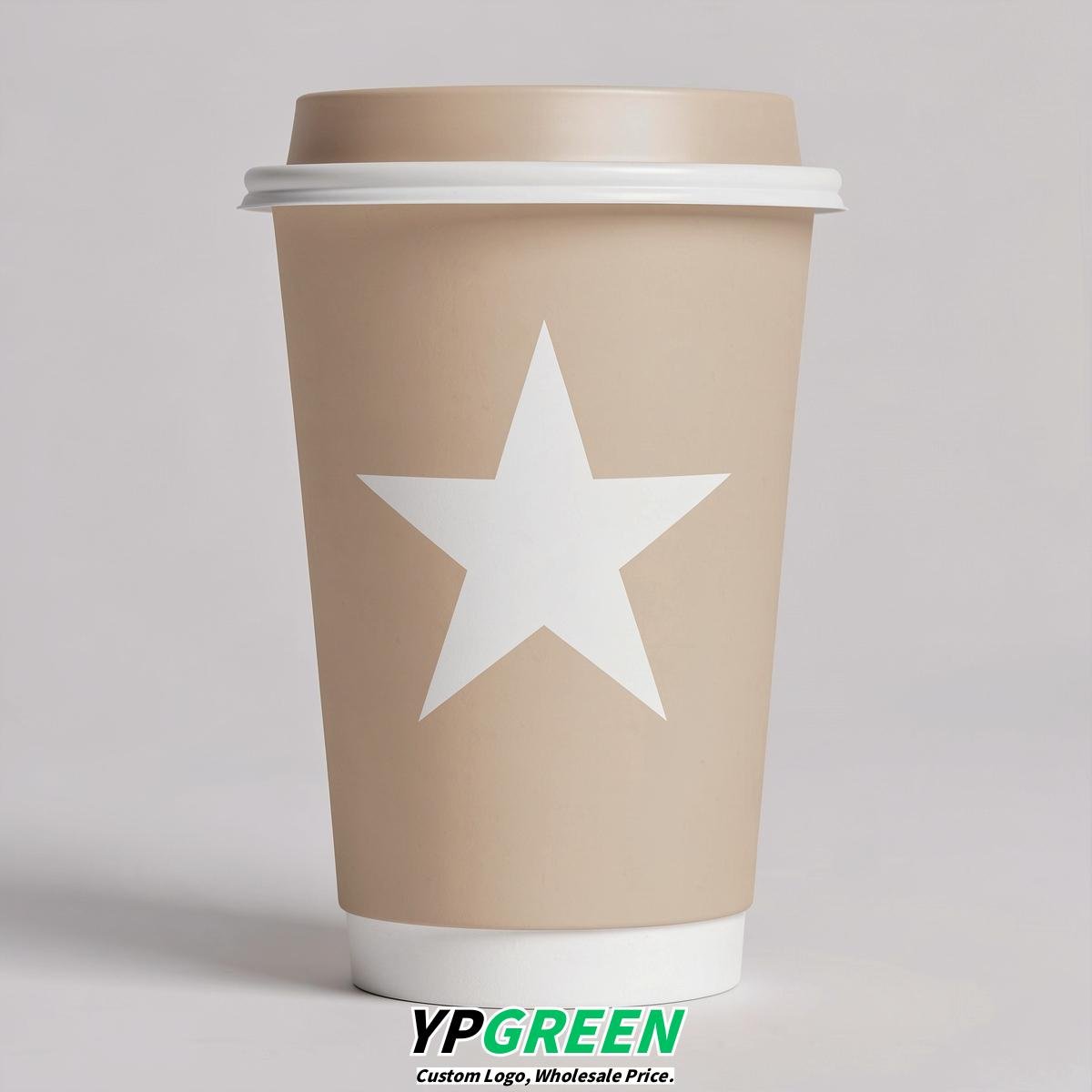 Champagne Stars Paper Cups with Lids 8-24oz