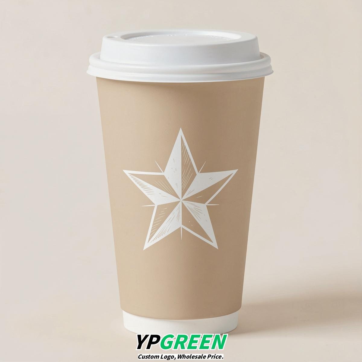 Champagne Stars Paper Cups with Lids 8-24oz