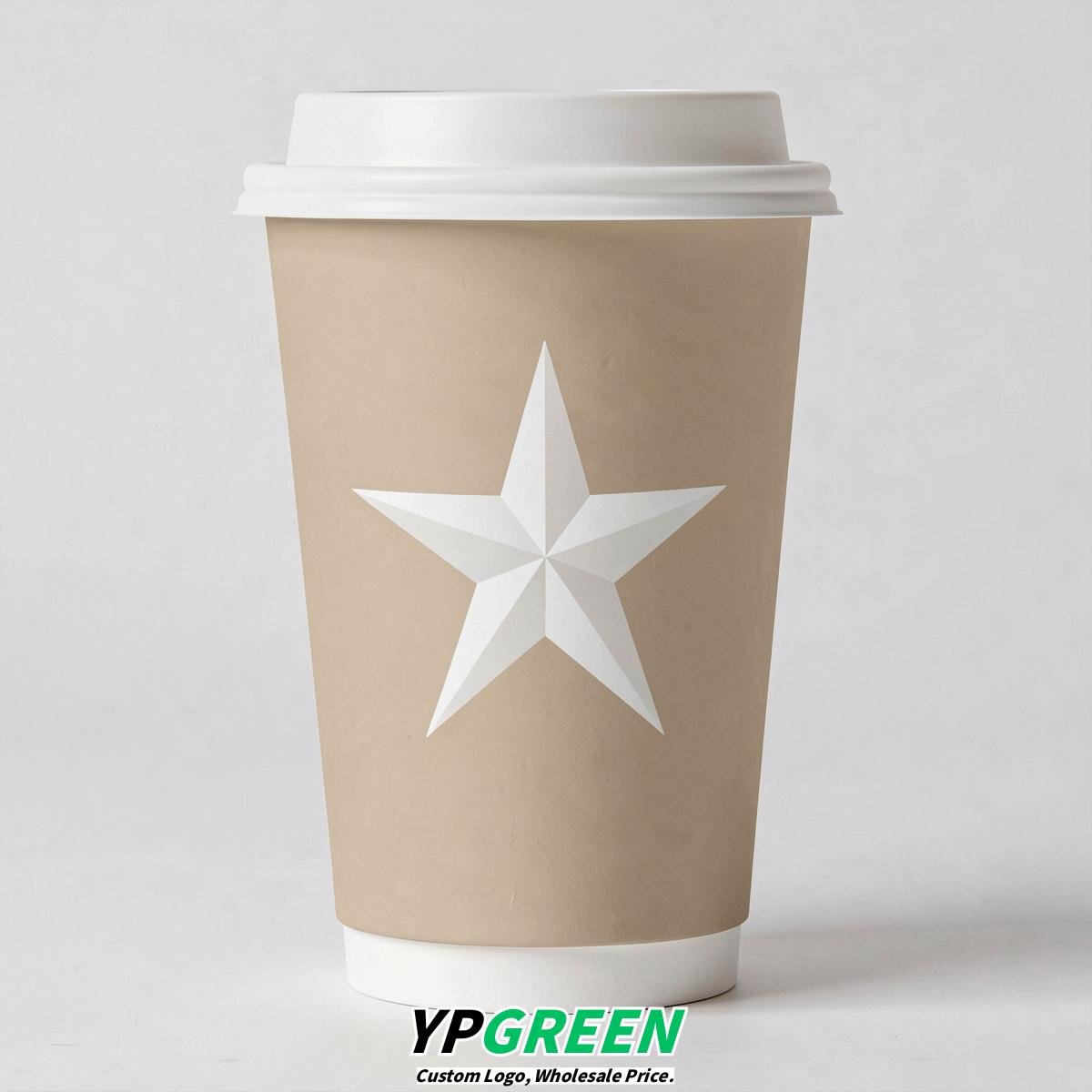 Champagne Stars Paper Cups with Lids 8-24oz