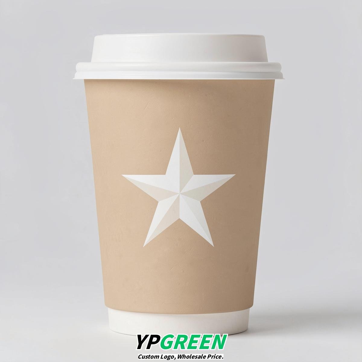 Champagne Stars Paper Cups with Lids 8-24oz