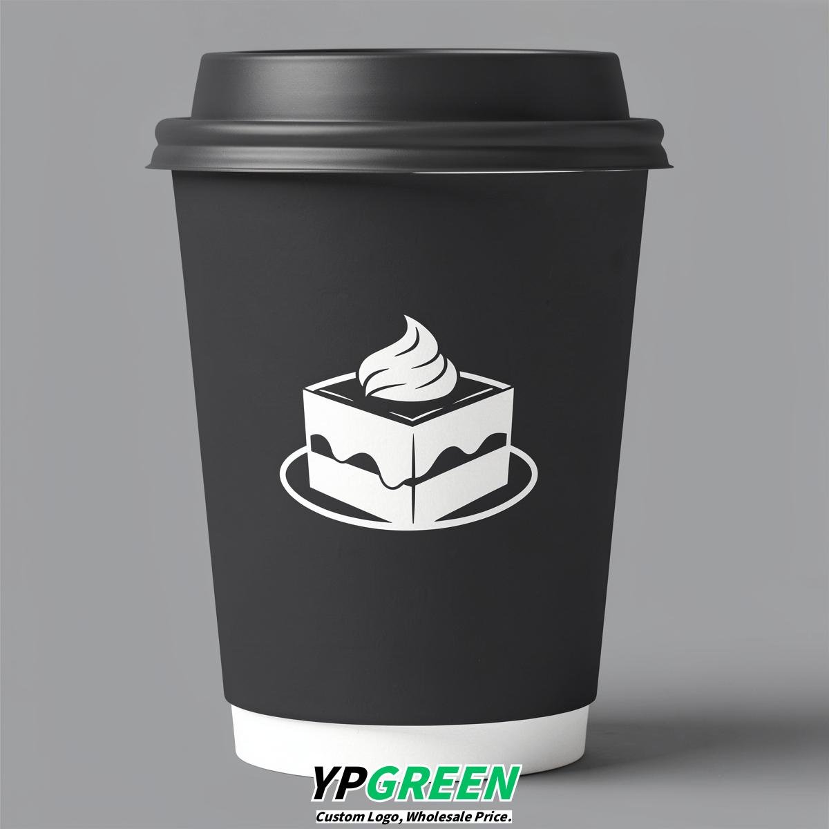 Charcoal Paper Cups with Desserts Design 8-24oz