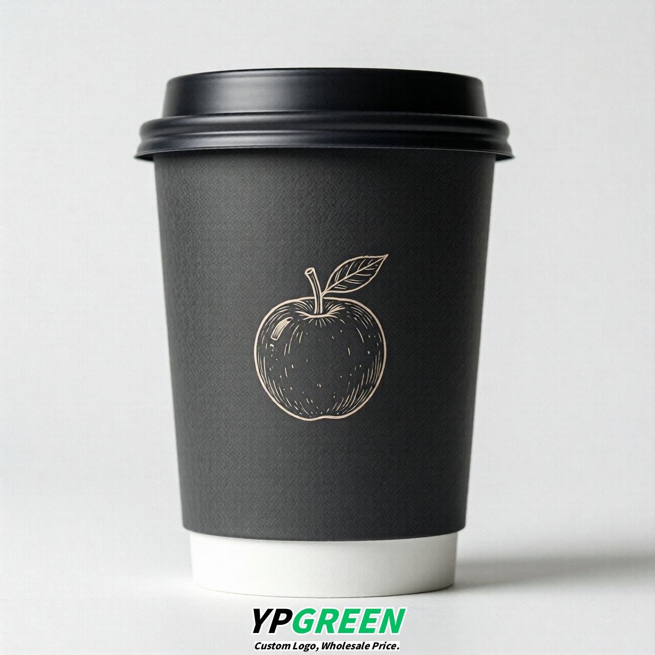 Charcoal Fruits Paper Cups with Lids 8-24oz