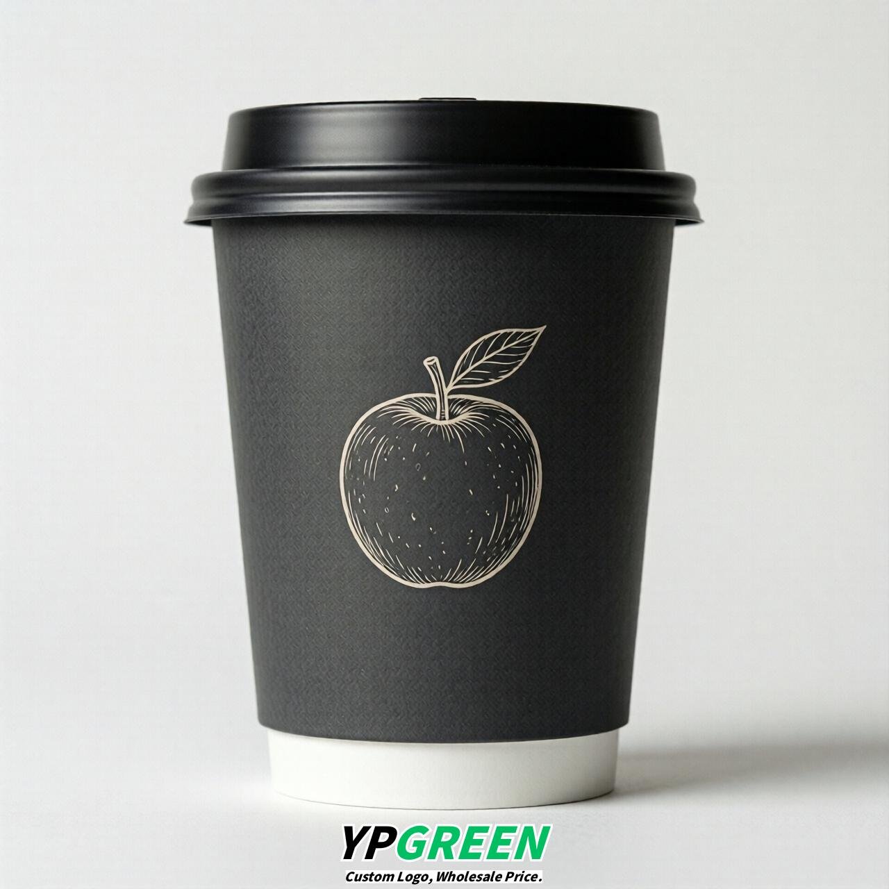 Charcoal Fruits Paper Cups with Lids 8-24oz