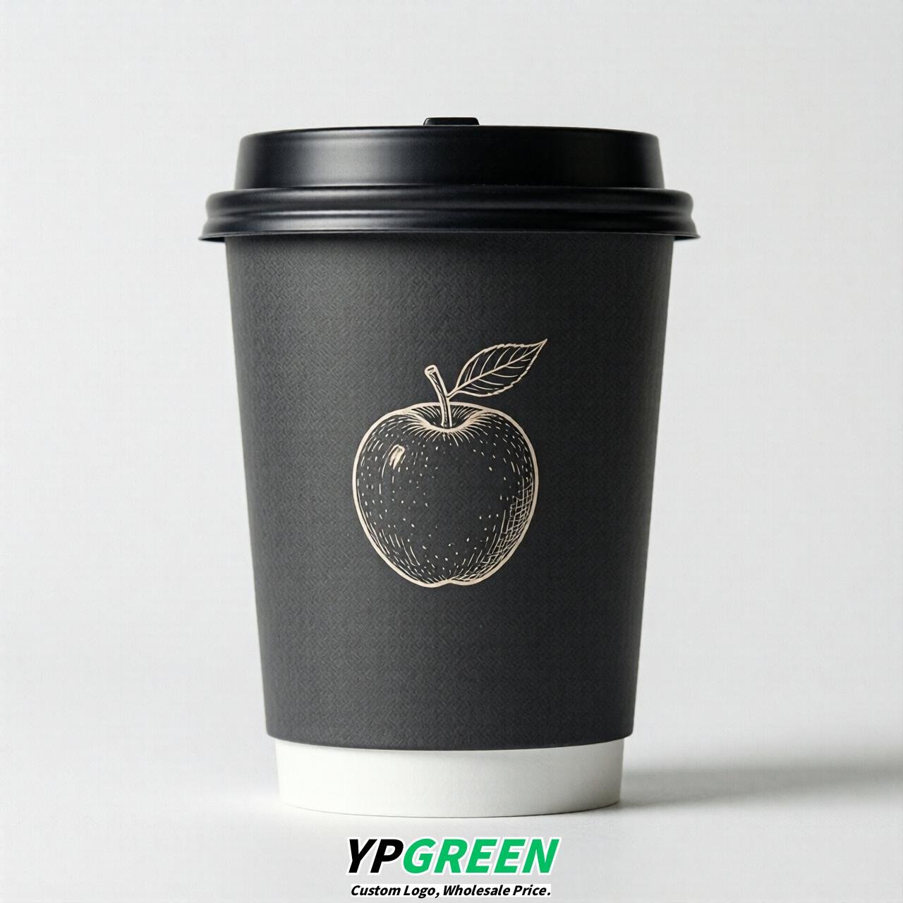 Charcoal Fruits Paper Cups with Lids 8-24oz