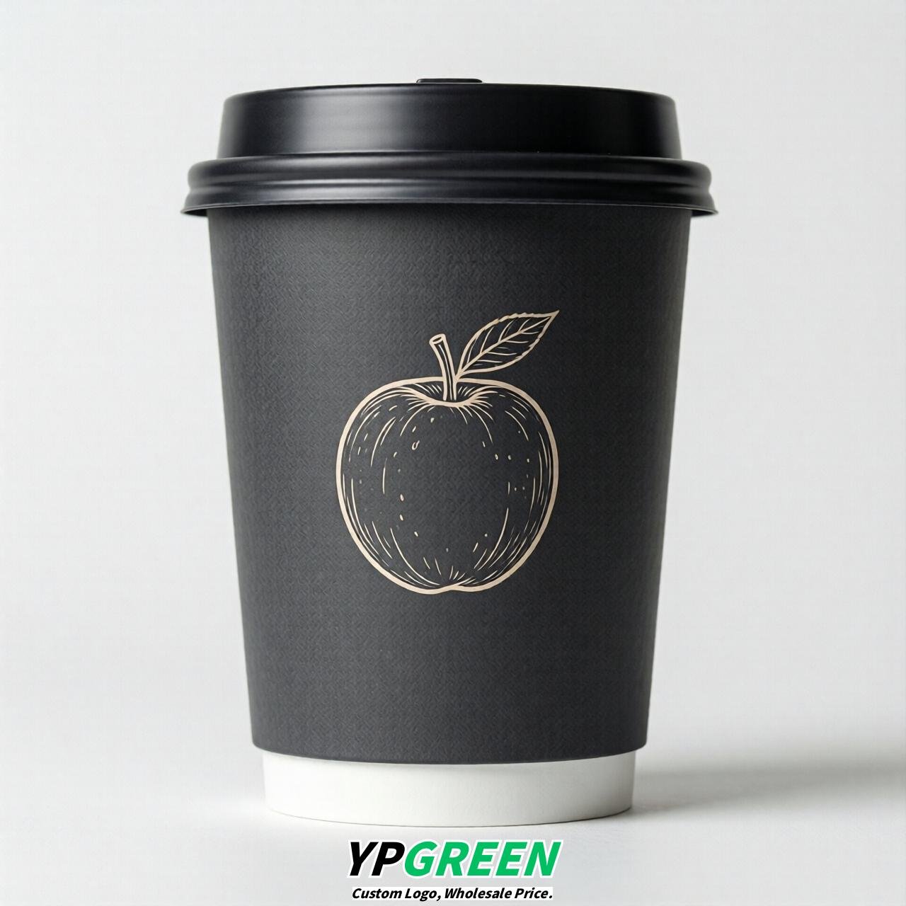 Charcoal Fruits Paper Cups with Lids 8-24oz