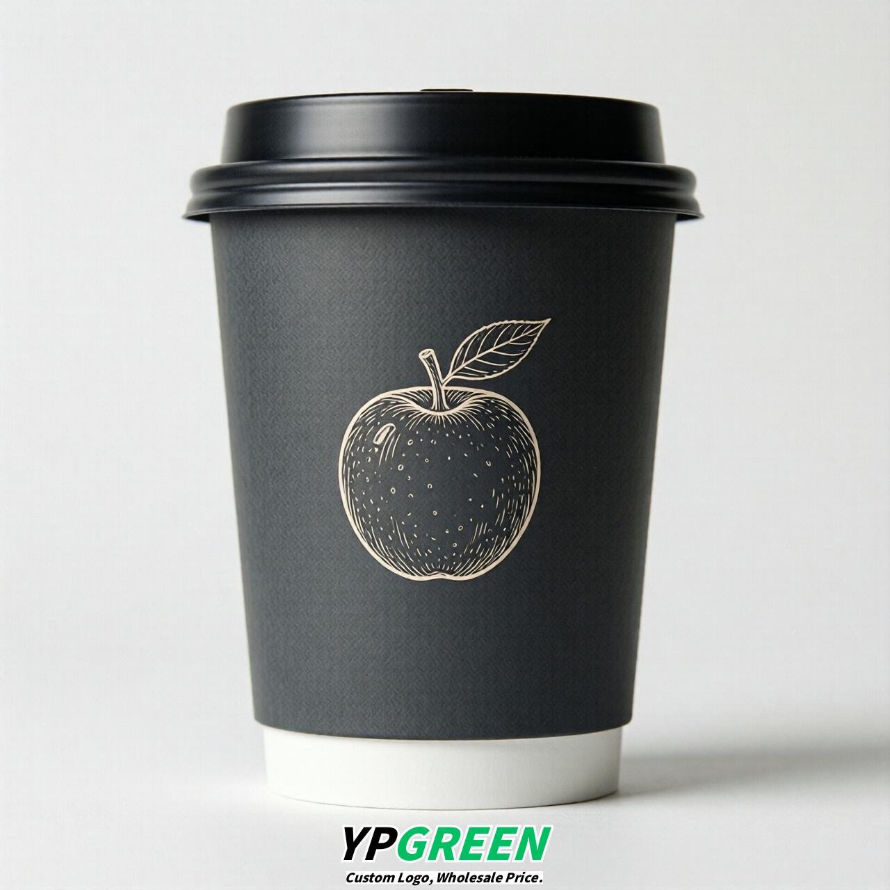 Charcoal Fruits Paper Cups with Lids 8-24oz
