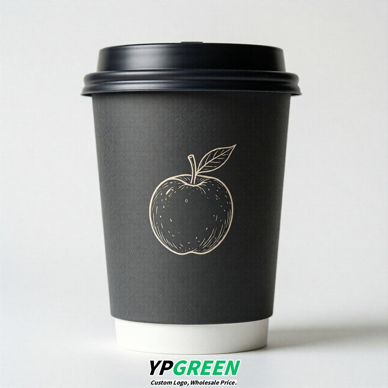Charcoal Fruits Paper Cups with Lids 8-24oz