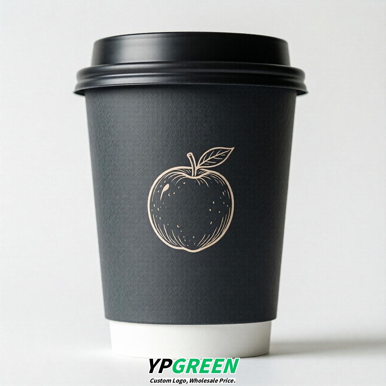 Charcoal Fruits Paper Cups with Lids 8-24oz