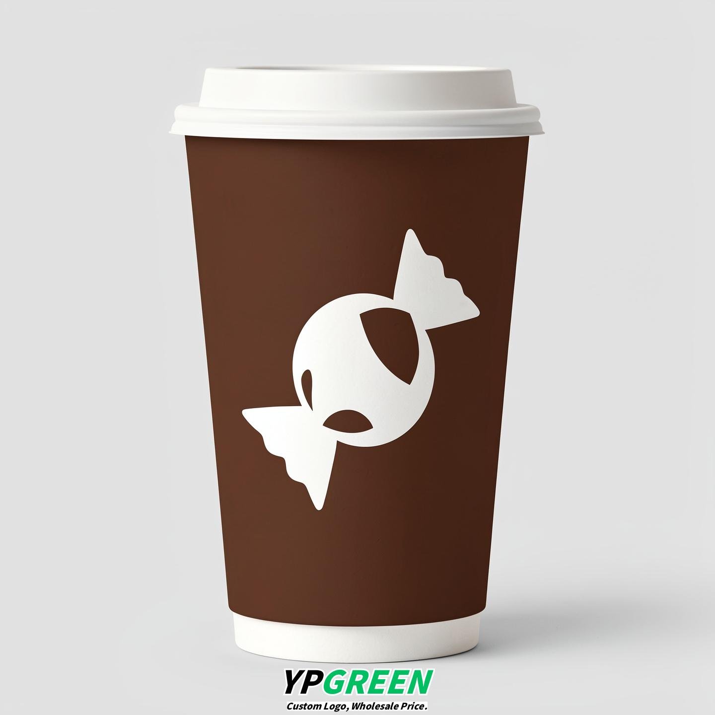 Chocolate Paper Cups with Candy Logo & Lids 8-24oz