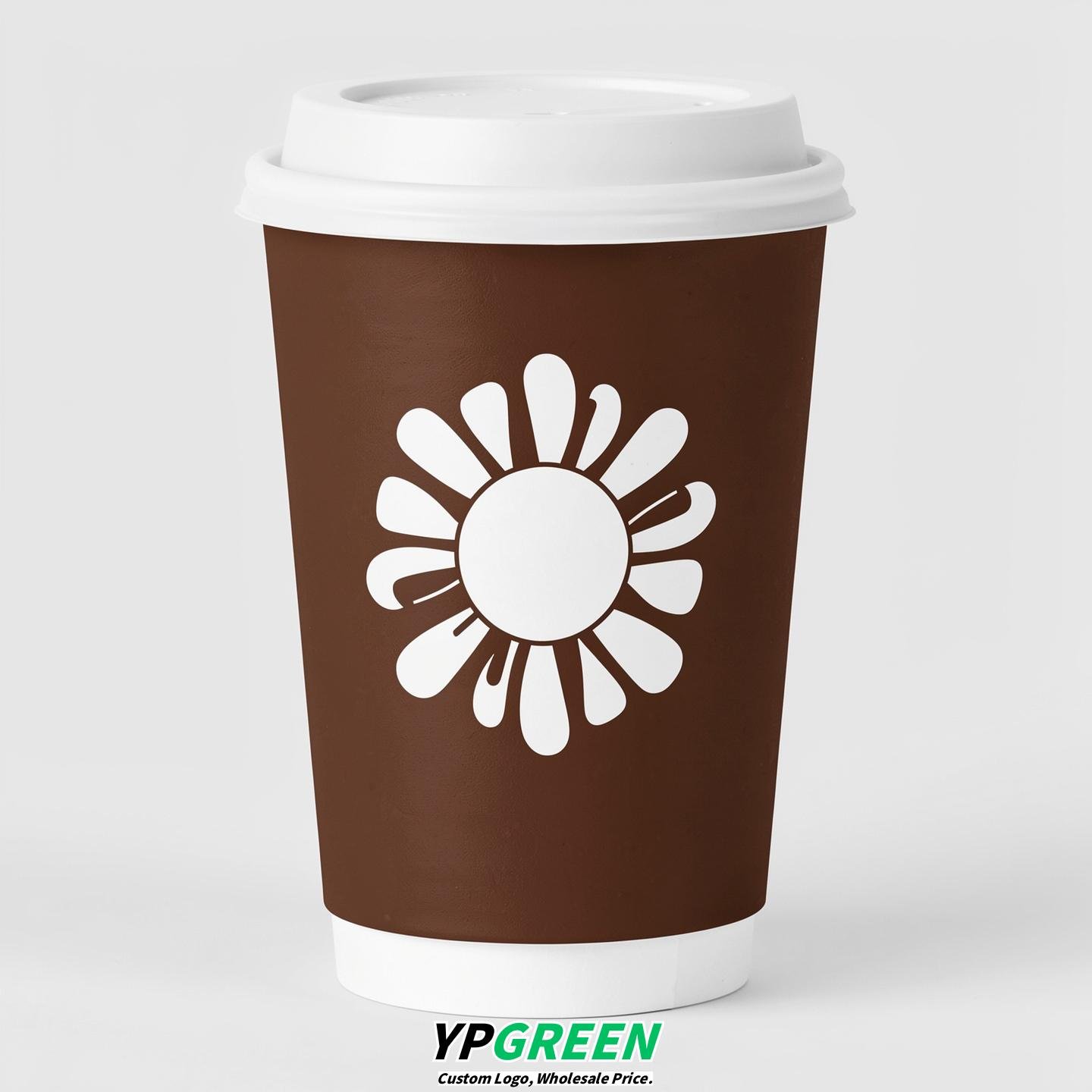 Chocolate Paper Cups with Candy Logo & Lids 8-24oz