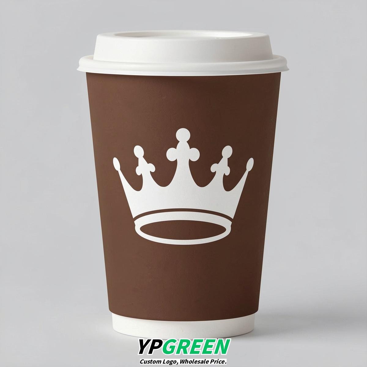Chocolate Paper Cups with Crown Design 8-24oz