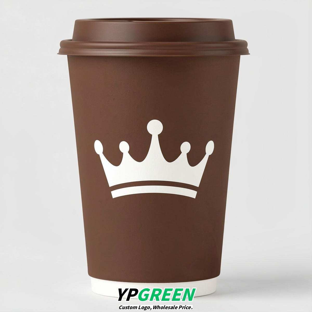 Chocolate Paper Cups with Crown Design 8-24oz