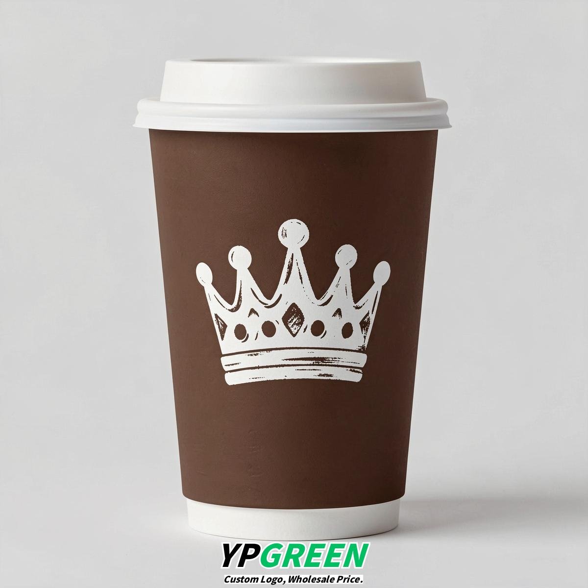 Chocolate Paper Cups with Crown Design 8-24oz