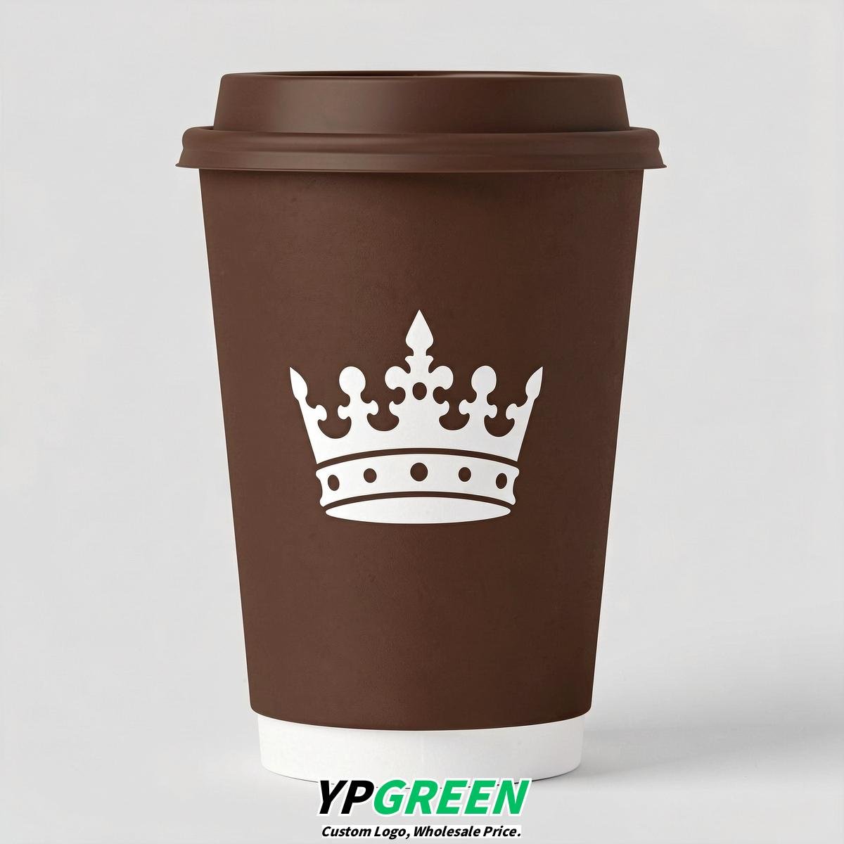 Chocolate Paper Cups with Crown Design 8-24oz