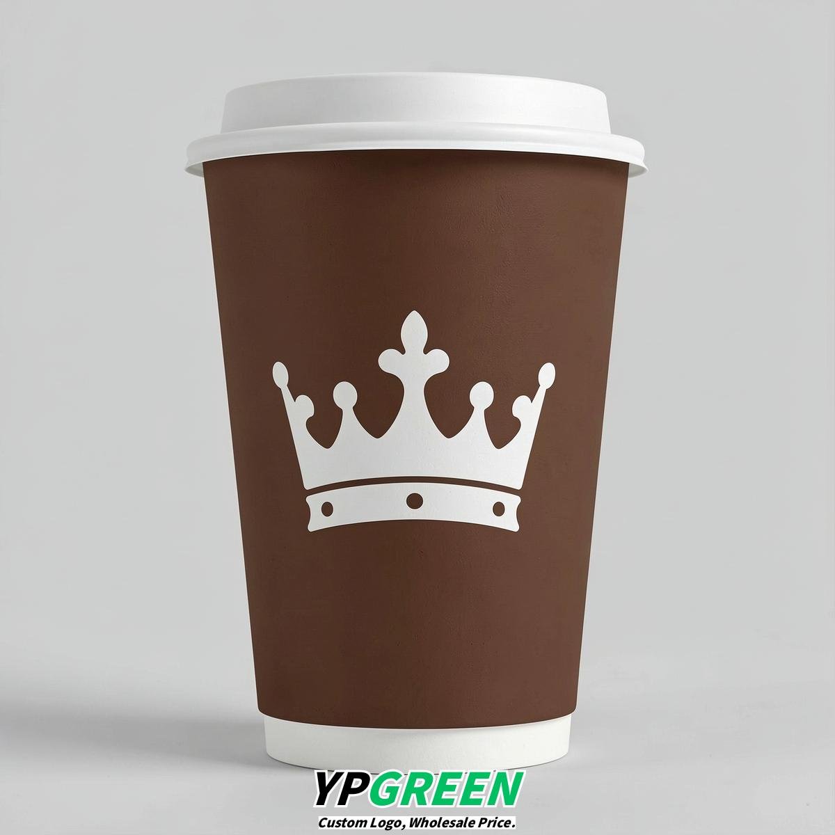 Chocolate Paper Cups with Crown Design 8-24oz
