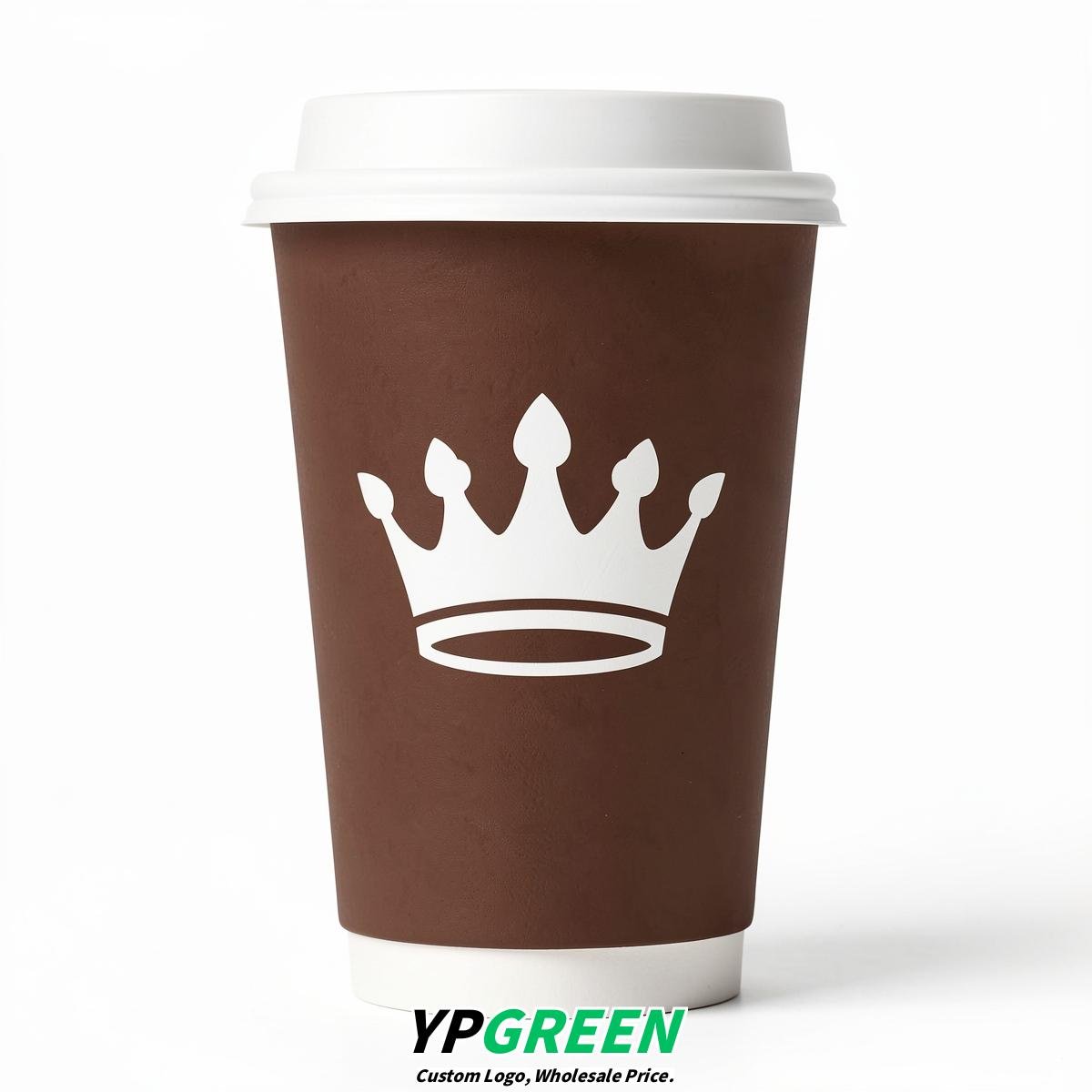 Chocolate Paper Cups with Crown Design 8-24oz