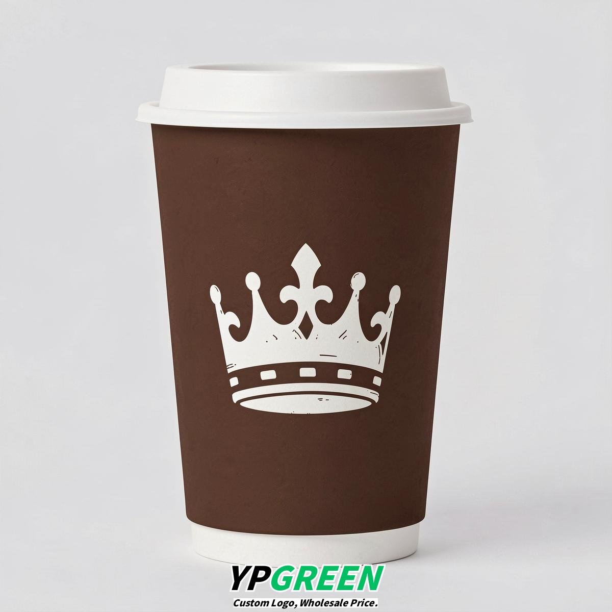 Chocolate Paper Cups with Crown Design 8-24oz