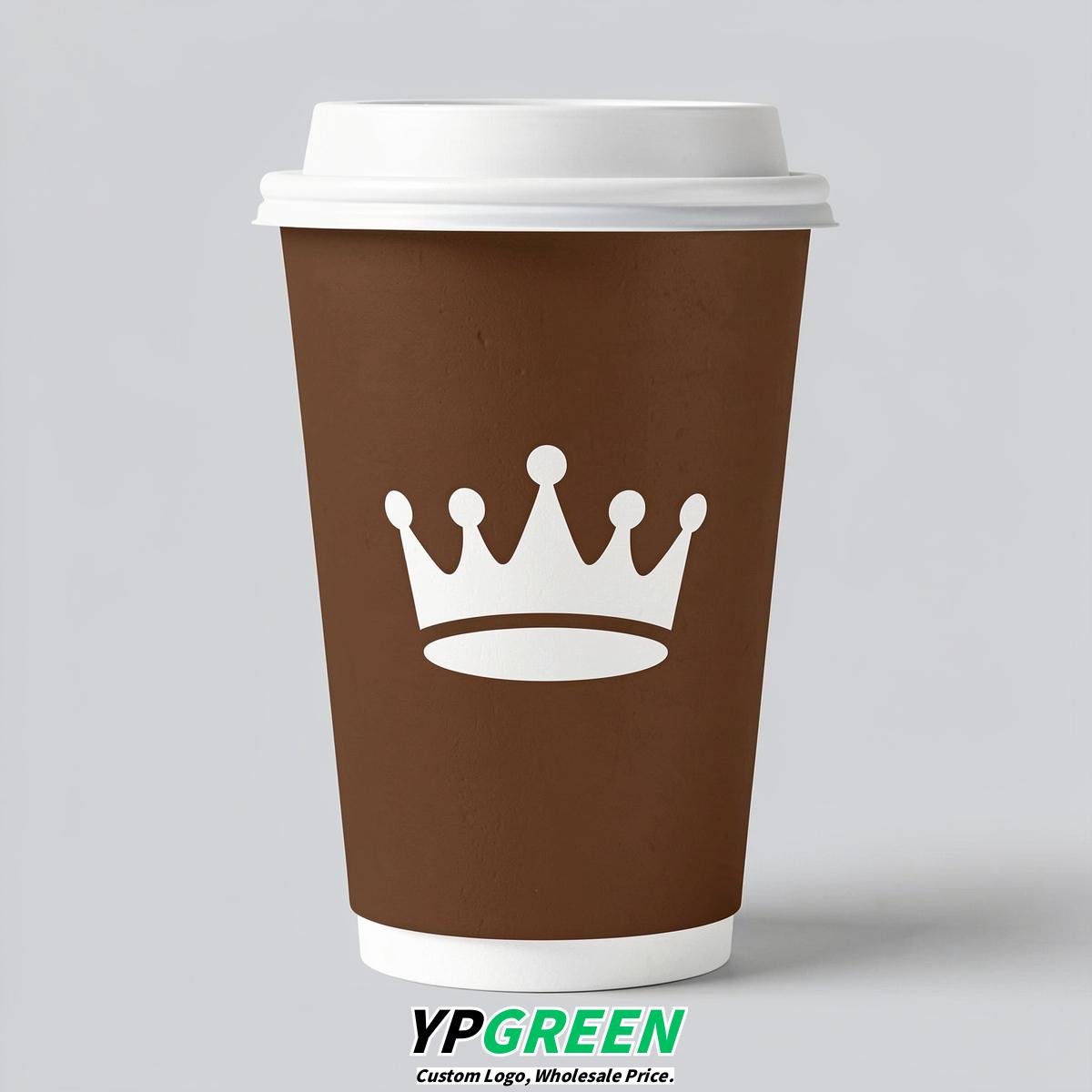 Chocolate Paper Cups with Crown Design 8-24oz