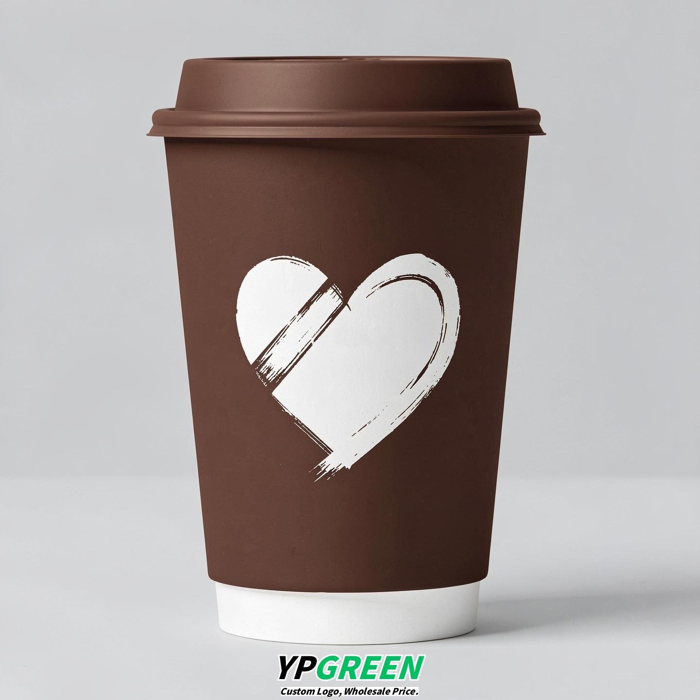 Chocolate Heart Paper Cups with Lids 8-24oz