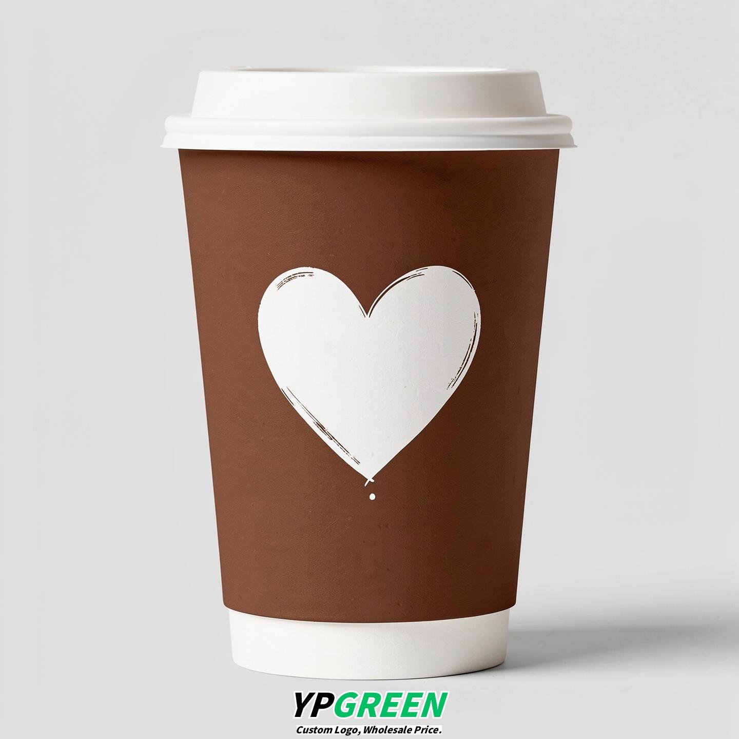 Chocolate Heart Paper Cups with Lids 8-24oz