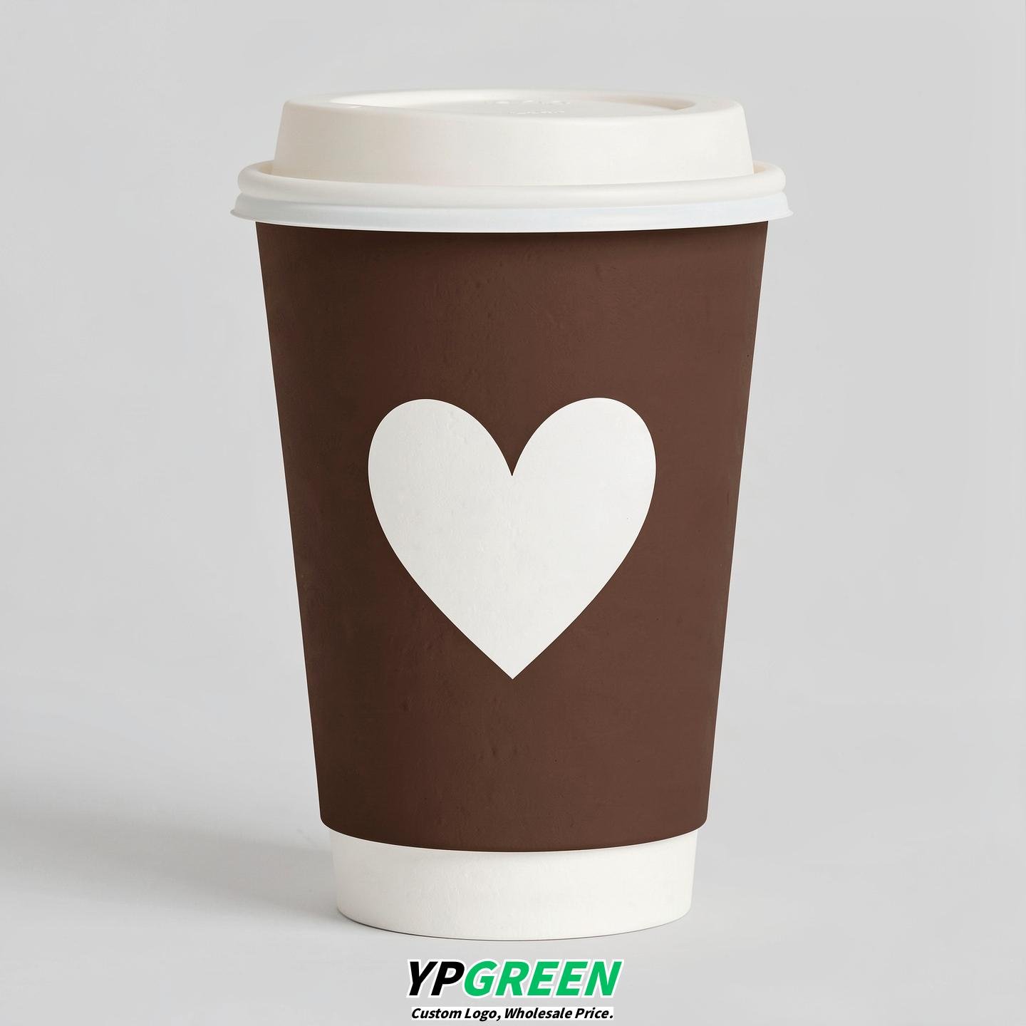 Chocolate Heart Paper Cups with Lids 8-24oz
