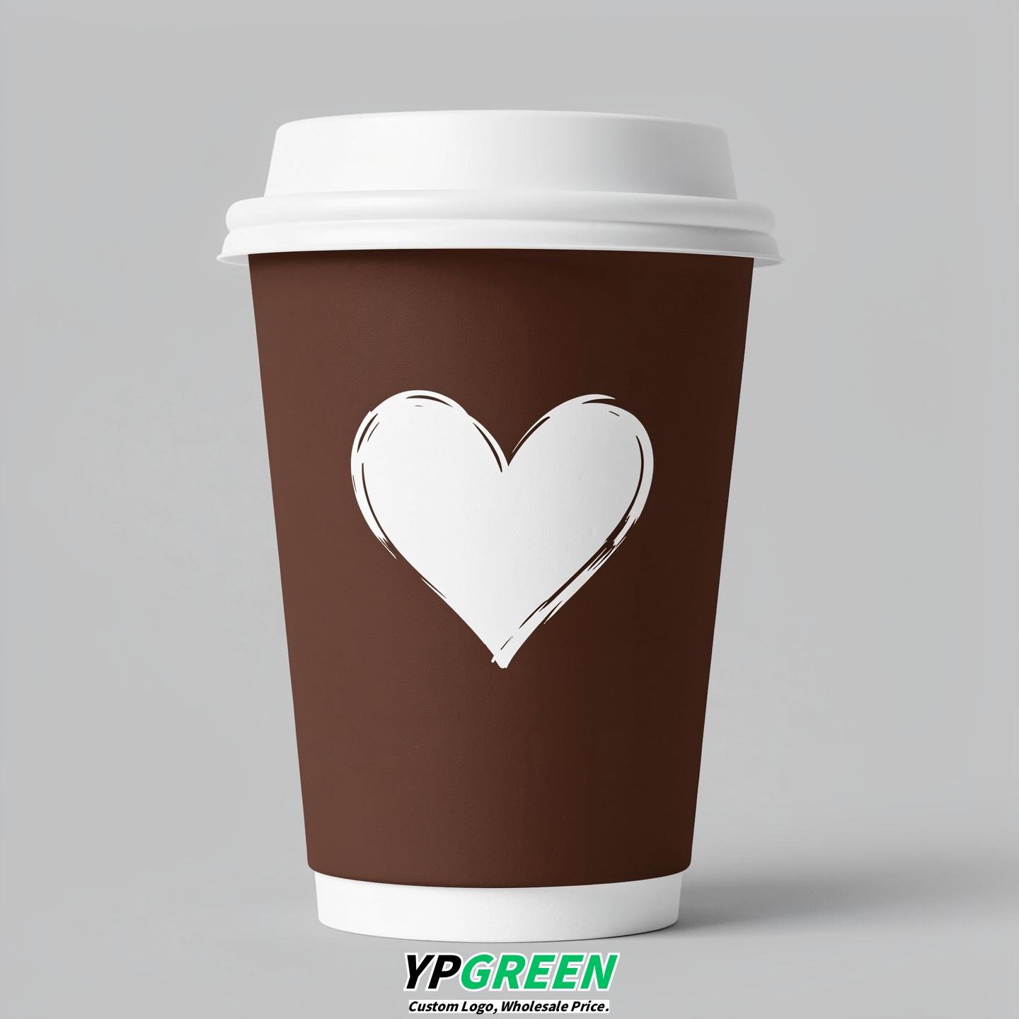 Chocolate Heart Paper Cups with Lids 8-24oz
