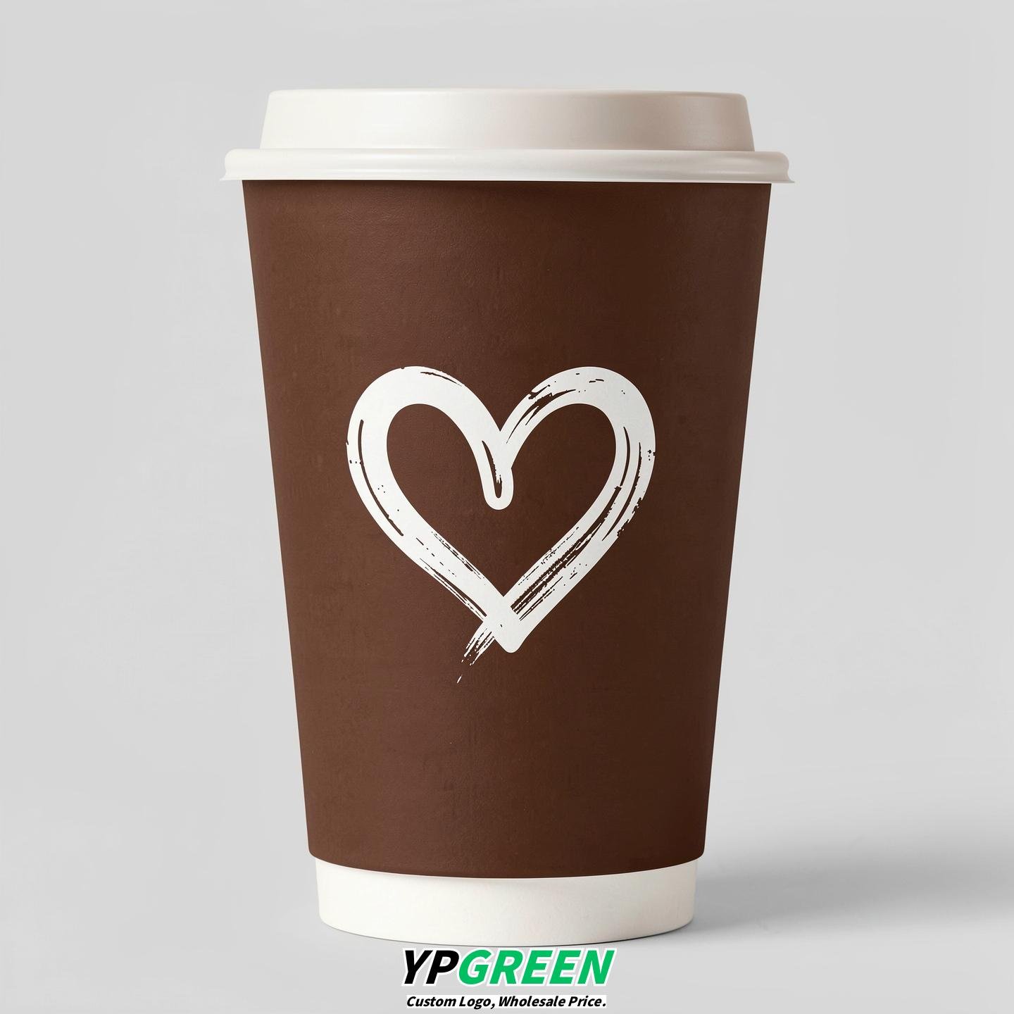 Chocolate Heart Paper Cups with Lids 8-24oz