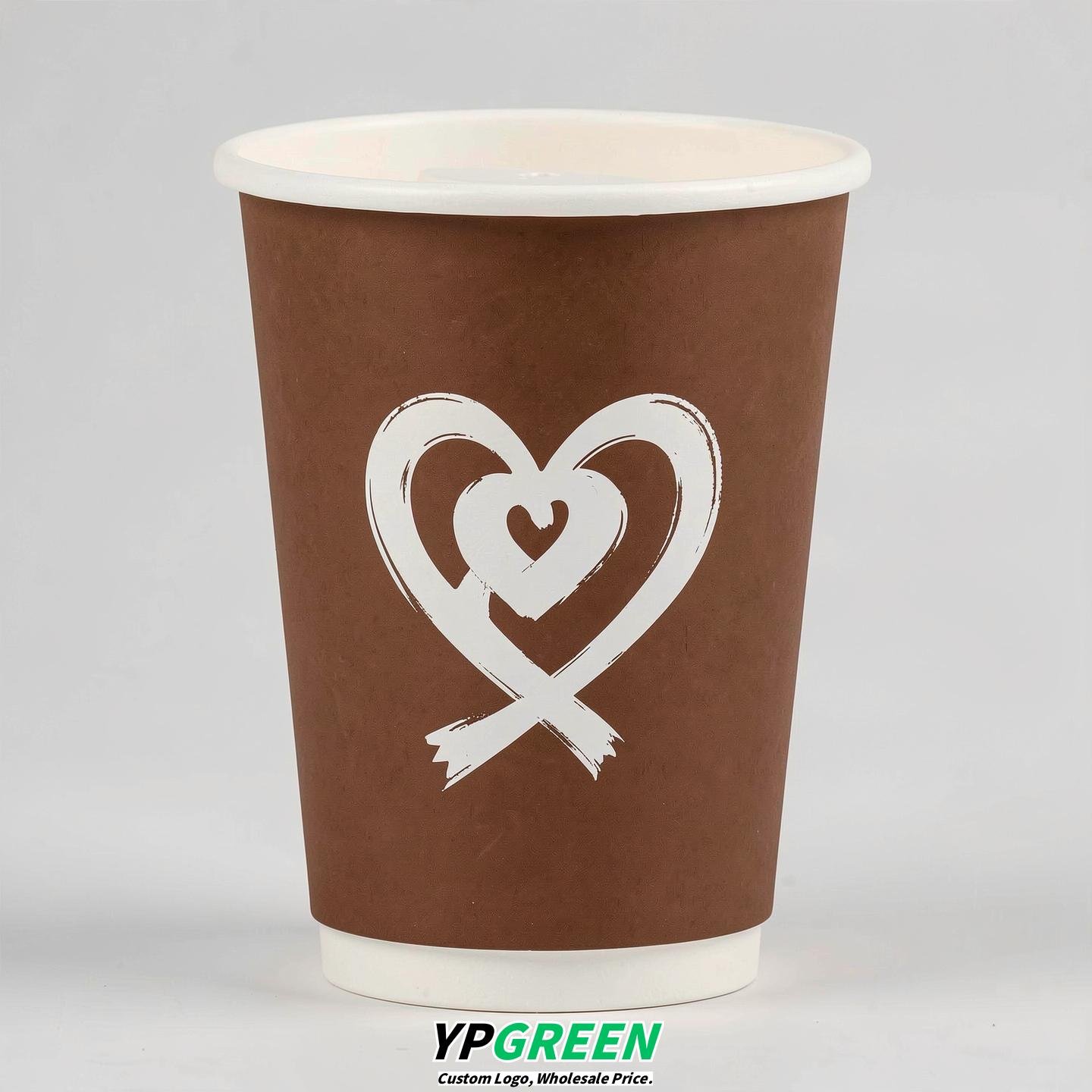 Chocolate Heart Paper Cups with Lids 8-24oz