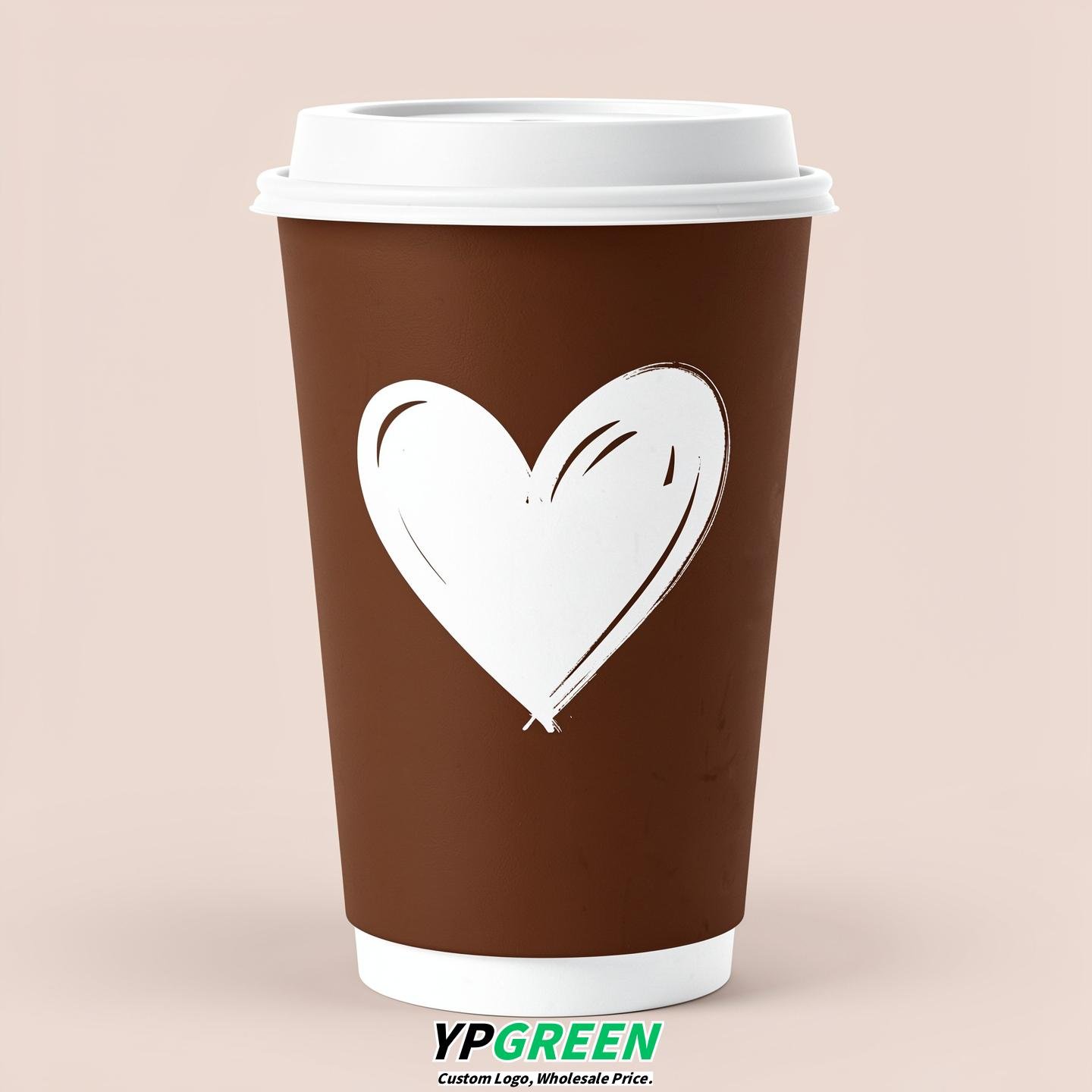 Chocolate Heart Paper Cups with Lids 8-24oz