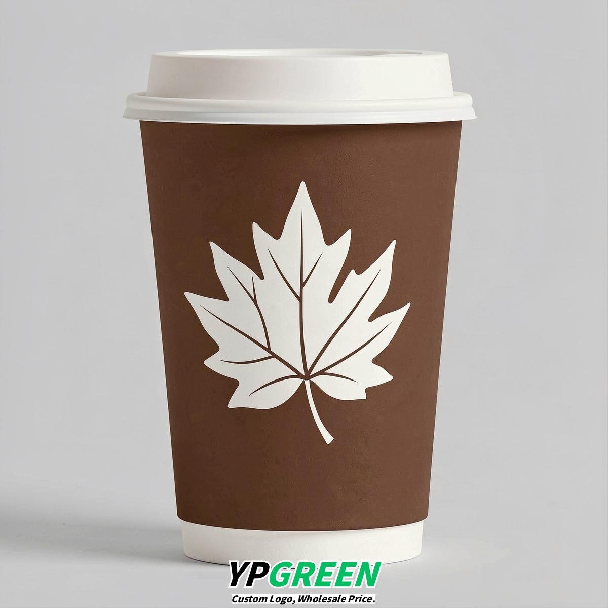 Chocolate Leaves Paper Cups with Lids 8-24oz