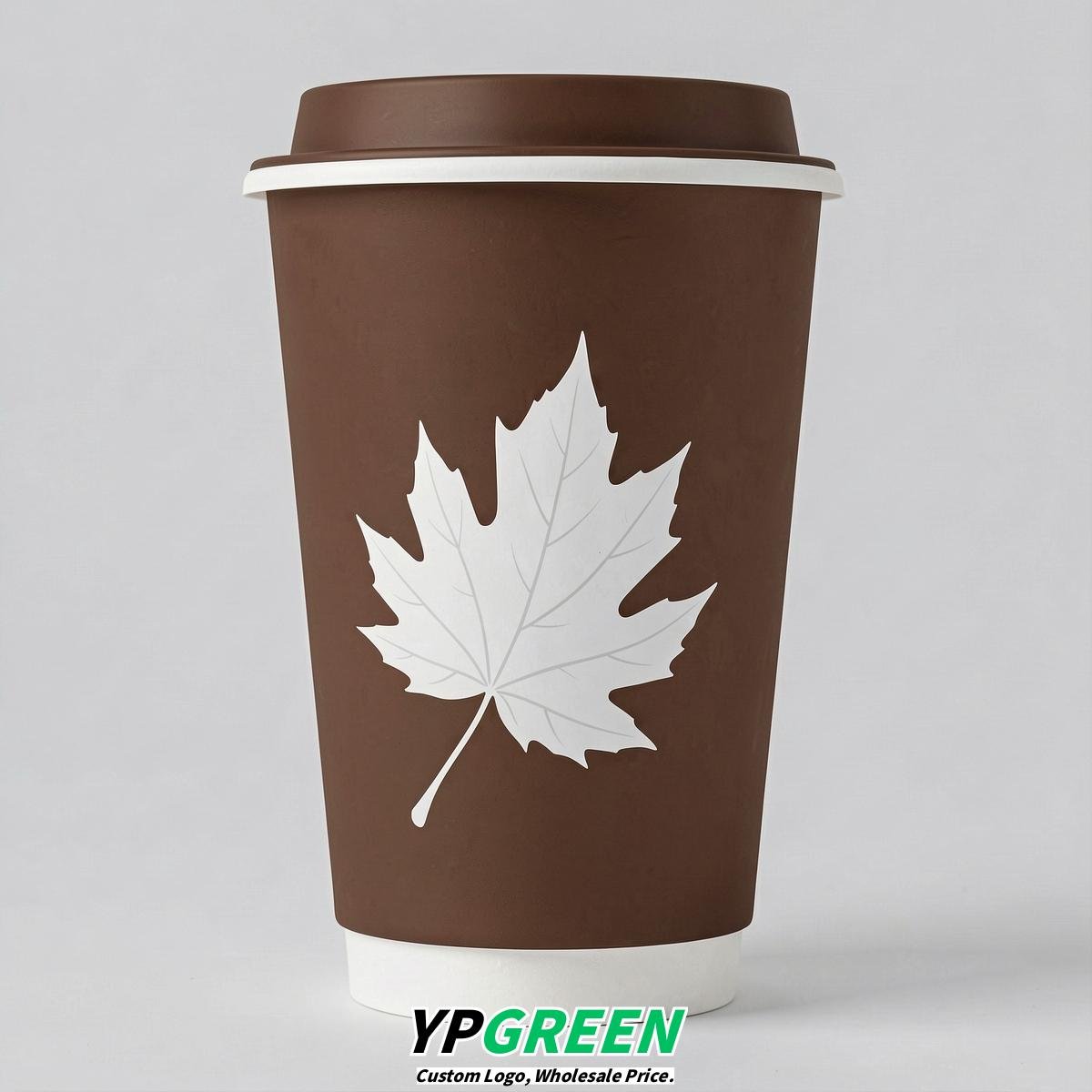 Chocolate Leaves Paper Cups with Lids 8-24oz