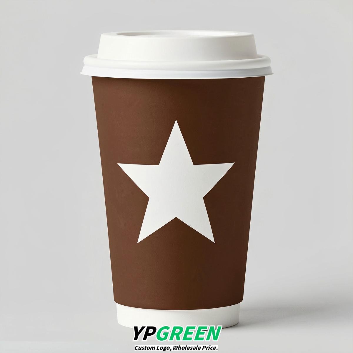 Chocolate Stars Paper Cups with Lids 8-24oz Chocolate Stars Paper Cups with Lids 8-24oz