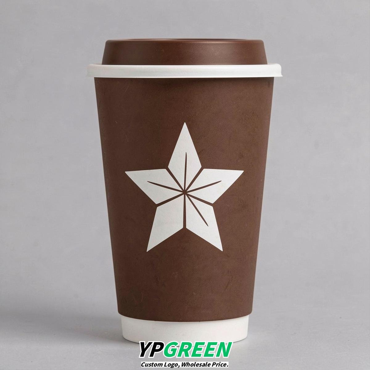 Chocolate Stars Paper Cups with Lids 8-24oz