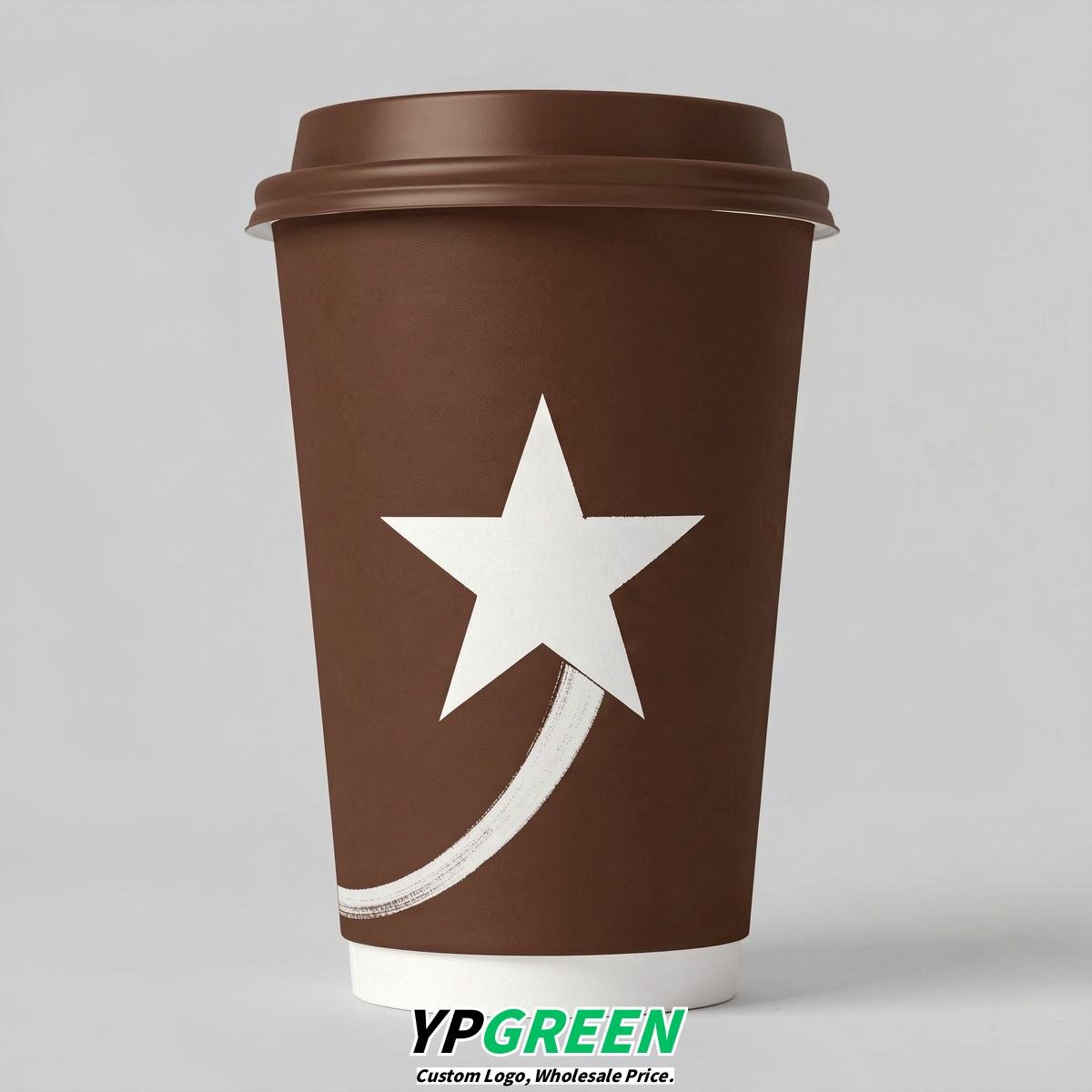 Chocolate Stars Paper Cups with Lids 8-24oz