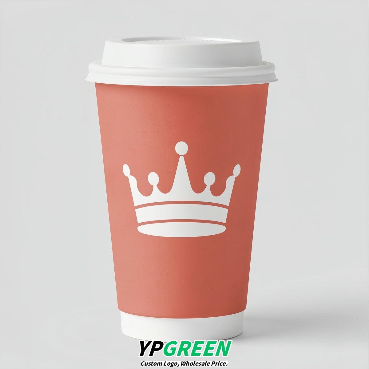 Coral Paper Cups with Crown Design 8-24oz