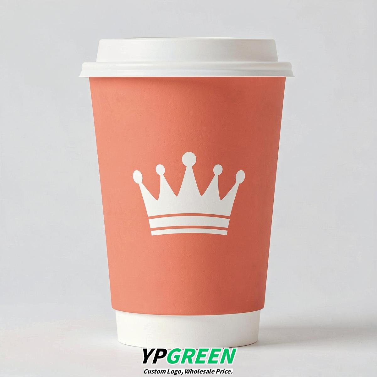 Coral Paper Cups with Crown Design 8-24oz Coral Paper Cups with Crown Design 8-24oz