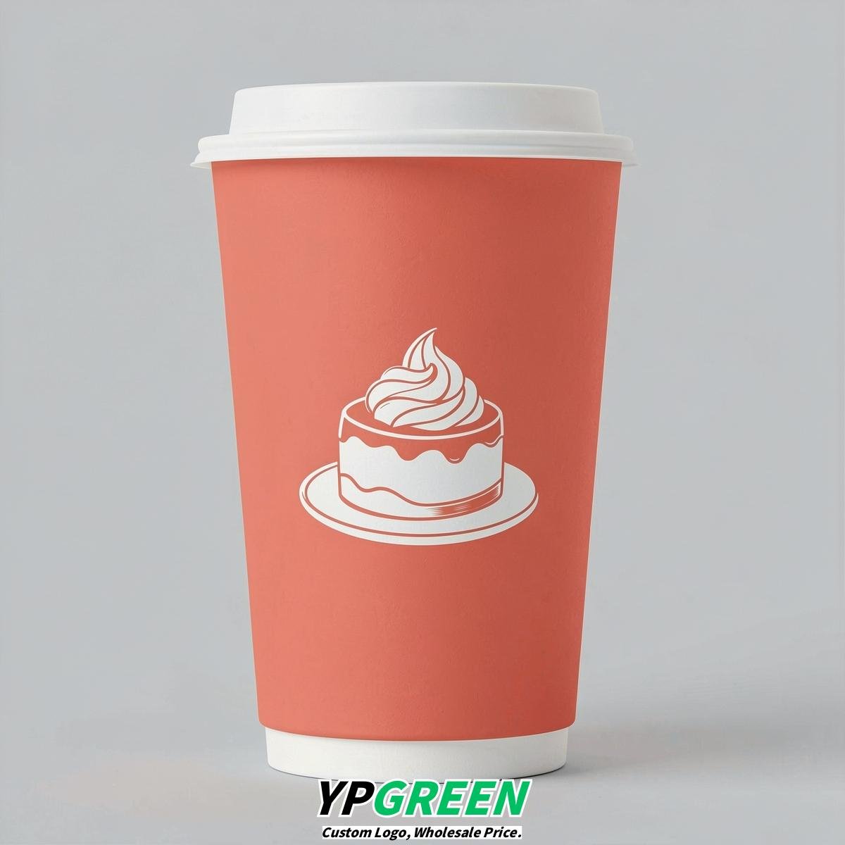 Coral Paper Cups with Desserts Design 8-24oz